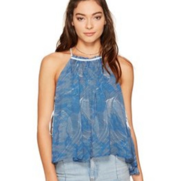 Free People Tops - Free People Ocean Blue Tie Tank Top